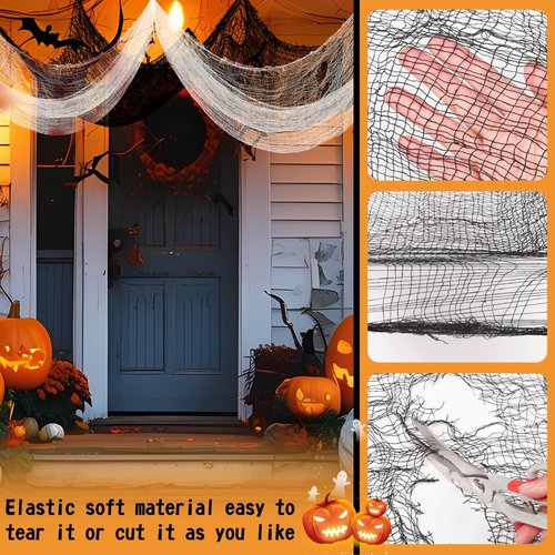 Yokodaza 6 Pack Black Halloween Creepy Cloth 30x72 Inch - Halloween Gauze Fabric Cheesecloth for Haunted House, Indoor Outdoor Yard Decor, Party Supplies