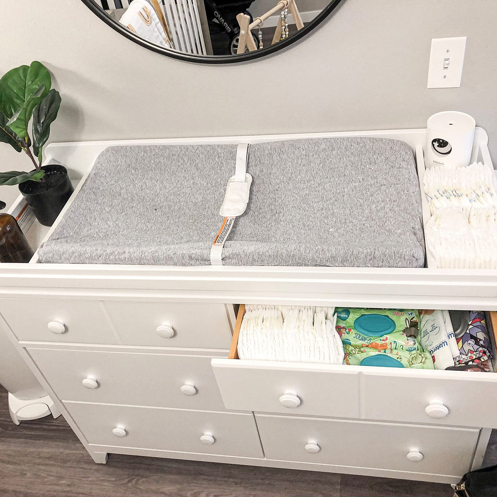 Storkcraft Universal Changer Topper (White) - Transforms Dresser Into Baby Changing Station, Fits Standard Size, 3 Compartments Essentials, Soft Felt Bottom