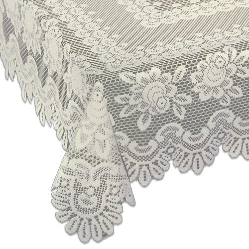 Heritage Lace Rose 60-Inch by 108-Inch Rectangle Tablecloth, Ecru