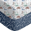 Yoofoss Baby Pack and Play Sheets - Ultra Soft Dark Blue Dinosaur Fitted Mini Crib Sheets 38x26