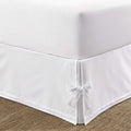 Laura Ashley Home - Corner Tied Tailored Bedskirt, Luxury Bedroom Decor, Wrinkle & Fade Resistant (White, Full)