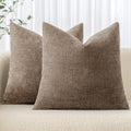 MIULEE Pack of 2 Decorative Throw Pillow Covers Soft Chenille Throw Pillows Solid Textured Euro Cushion Covers for Couch Sofa Bedroom Living Room 22x22 Inch, Taupe Grey
