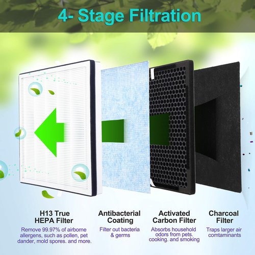 Flintar 2-Pack of Premium H13 Grade Replacement Filter Set, Compatible with RENPHO Air Purifier RP-AP001, RP-AP001S, and RP-AP002, Part # RP-AP001