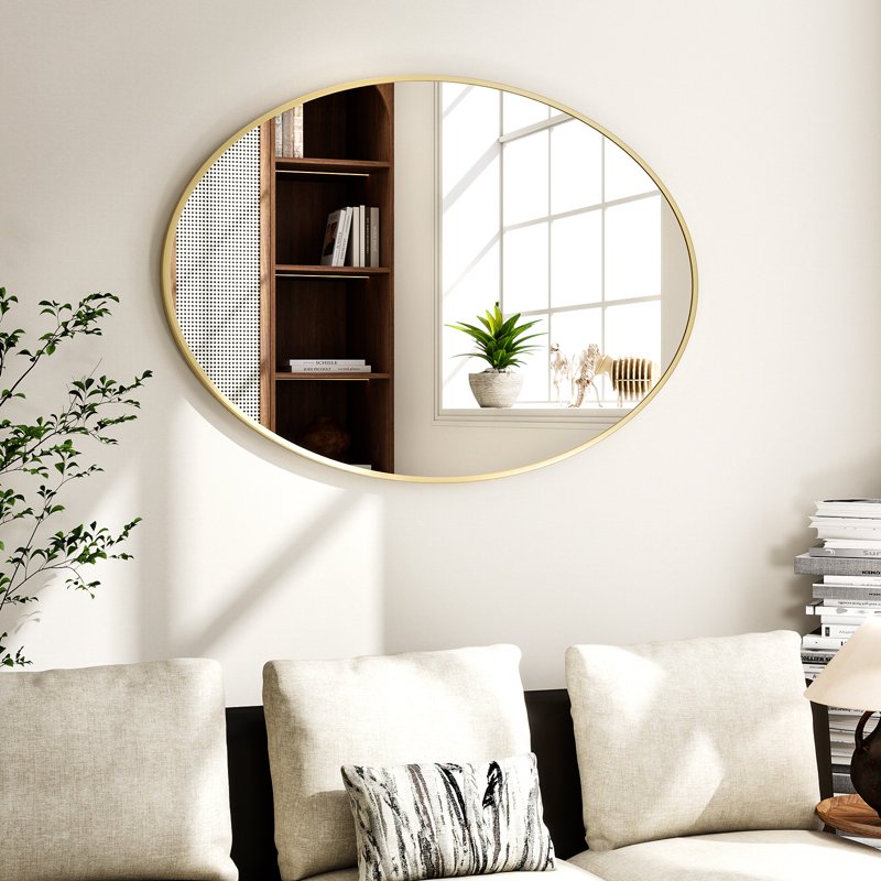 Oval Bathroom Mirror Wall Mirror 26x38 Gold - Elegant Wall Decor
