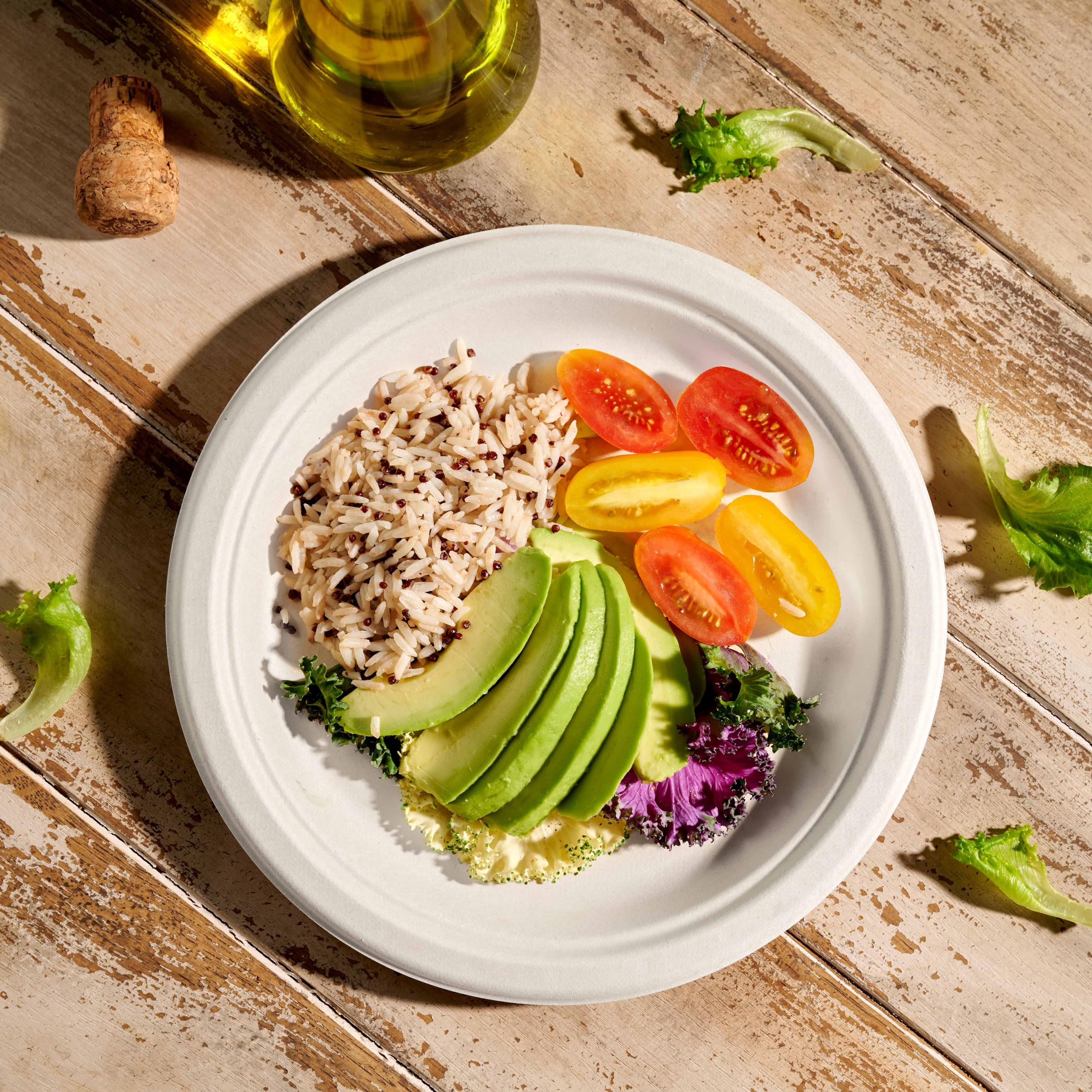 Munfix 100% Compostable Paper Plates 150 Pack, 10 Inch Heavy Duty Biodegradable Microwavable Disposable White Dinner Plates, Made of Eco-Friendly, Natural Sugarcane Bagasse