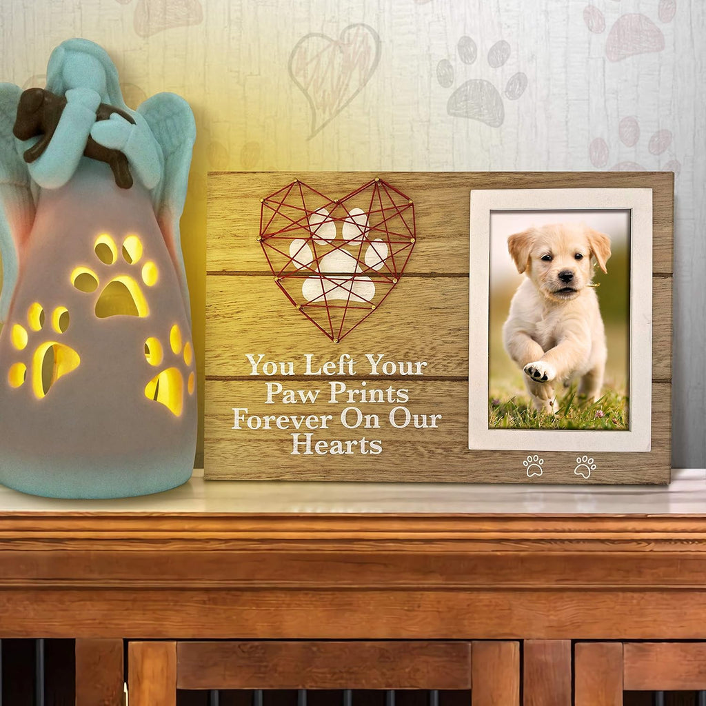 OakiWay Pet Memorial Picture Frame - 4x6 Paw Print Design for Dog & Cat Remembrance Gifts