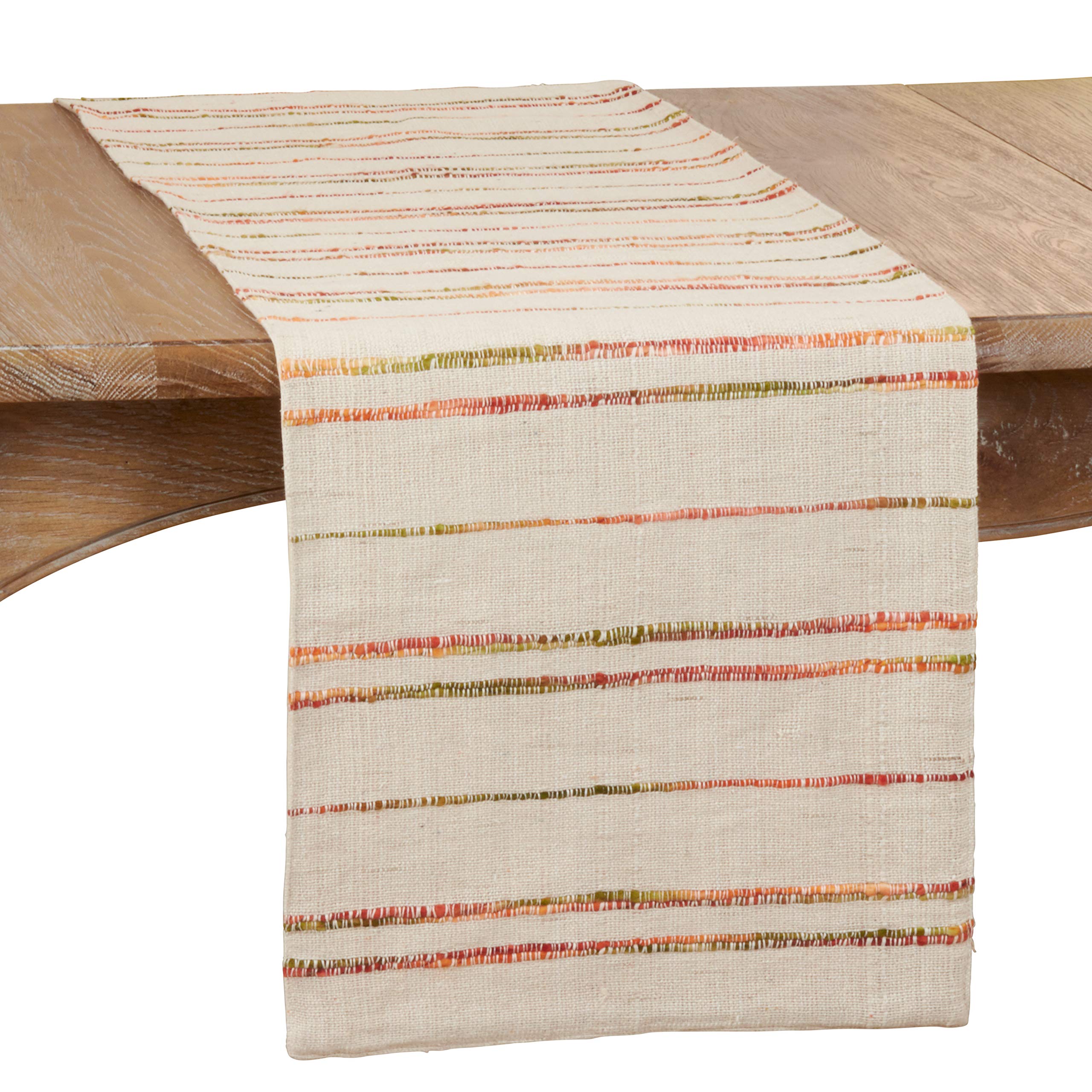 SARO LIFESTYLE Amelie Collection Woven Line Table Runner, 16"x90", Natural