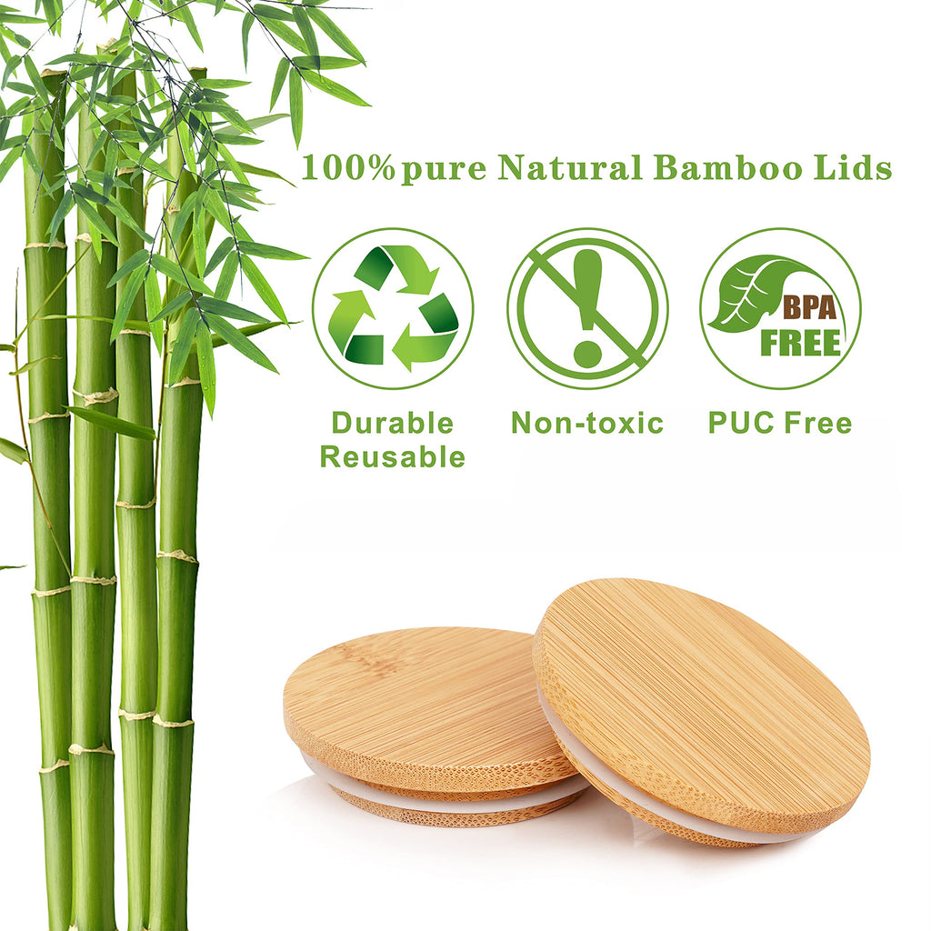 Oui Yogurt Lids Set - Bamboo & Wooden, Silicone Sealed, 12 Pack with Glass Storage Lids