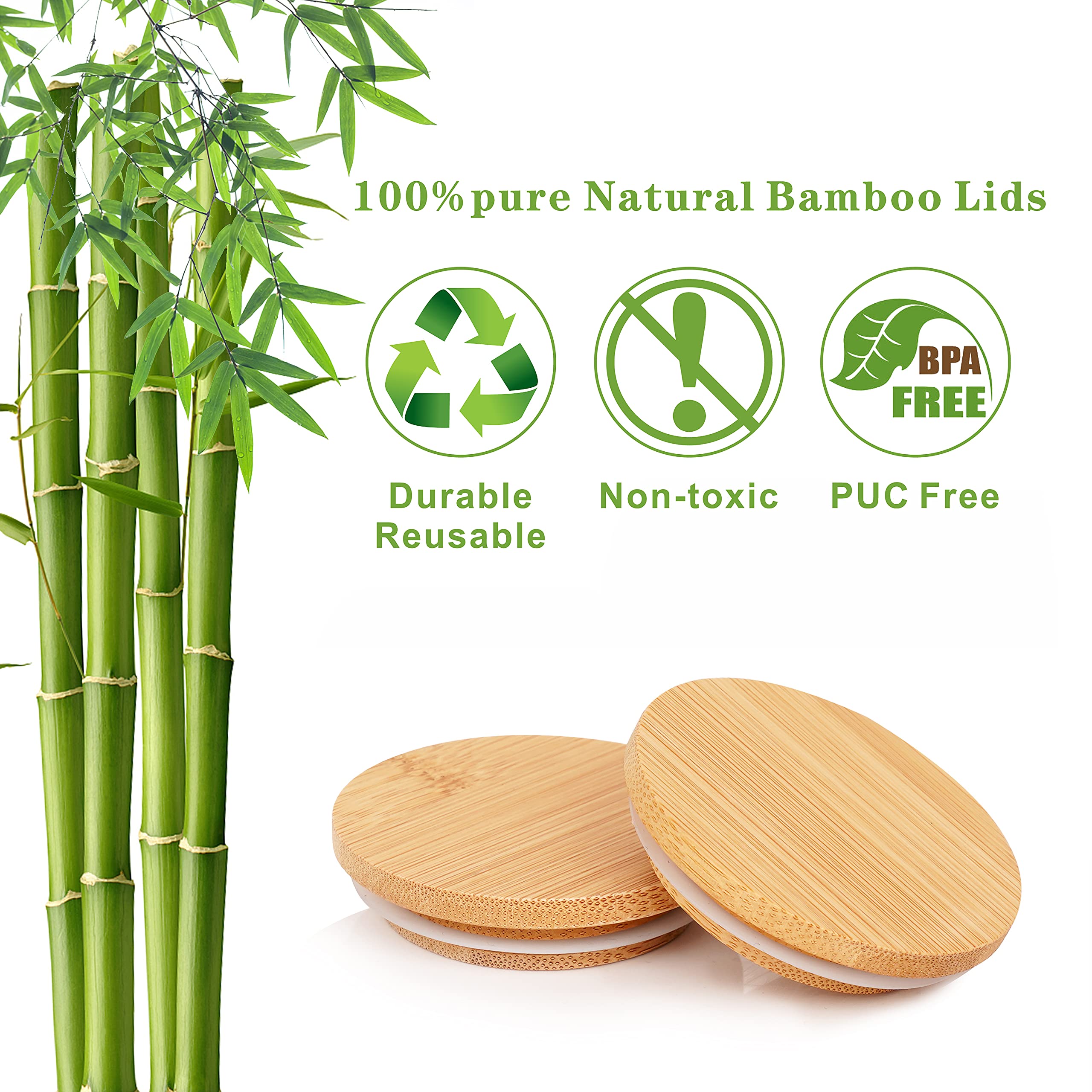 Oui Yogurt Lids Set - Bamboo & Wooden, Silicone Sealed, 12 Pack with Glass Storage Lids