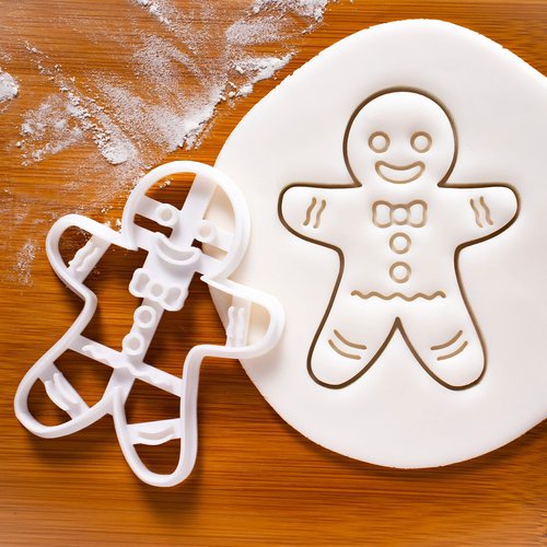 Set of 4 Gingerbread Man cookie cutters (Designs: VooDoo, Happy, Vitruvian and Zombie), 4 pieces - Bakerlogy