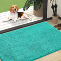 OLANLY Dog Door Mat - Absorbent Non-Slip Chenille Mat for Muddy Paws | Quick Dry 47x32 Teal Doormat