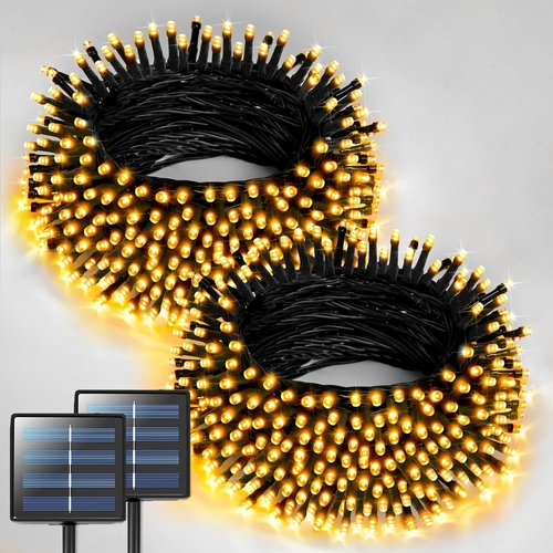 JMEXSUSS Solar String Lights - 400 LED Waterproof Outdoor Lights | 151FT Warm White with 8 Modes for Patio & Yard Decor