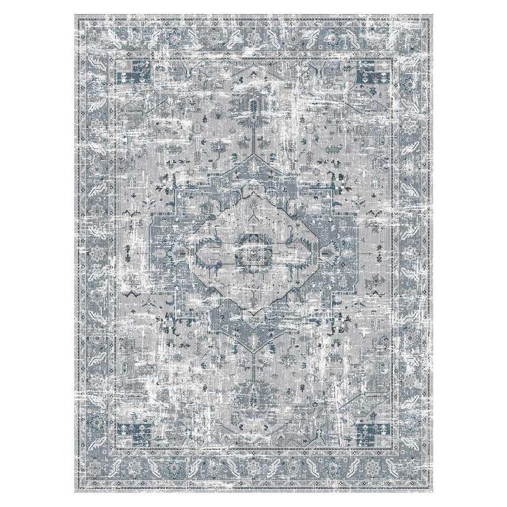 Vintage Area Rugs Living Room Boho Washable Dusty Pink Blue 5x7 Neutral Modern Non Slip Carpet for Nursery Dining Room Bedroom Farmhouse