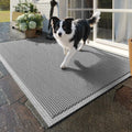 QiCaiJia Front Door Mat 24''x36'', Drainage Heavy Duty Dirt Trapping Non-Slip Doormats, Outdoor Rubber Floor Mats, Restaurant Commercial Kitchen Industral Pool Entrance Bar Wet Area, Grey