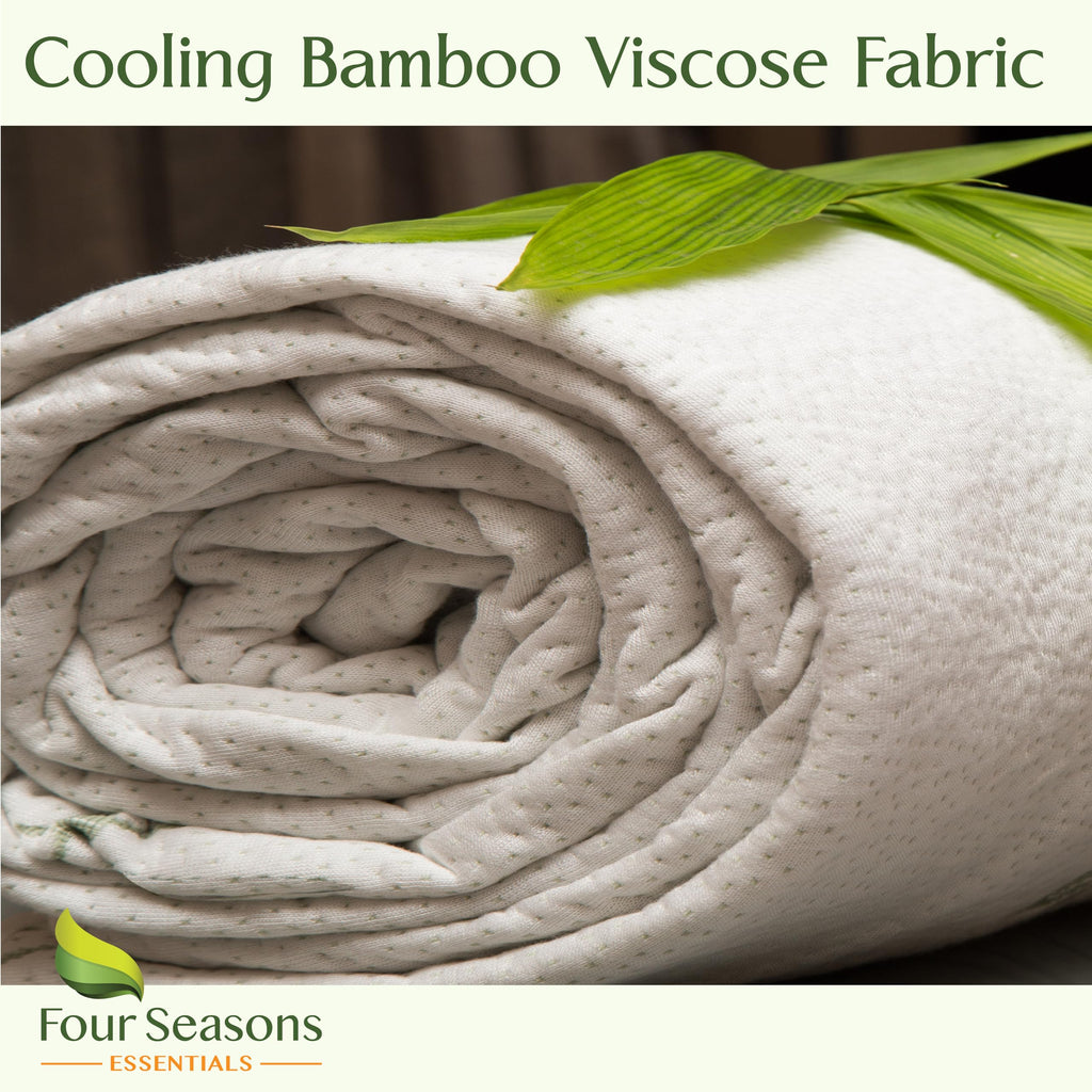 Four Seasons Essentials King Size Waterproof Mattress Protector - Cooling Viscose derived from Bamboo Fitted Sheet Mattress Cover - Quilted Jacquard Pad Protects from Dust Allergens