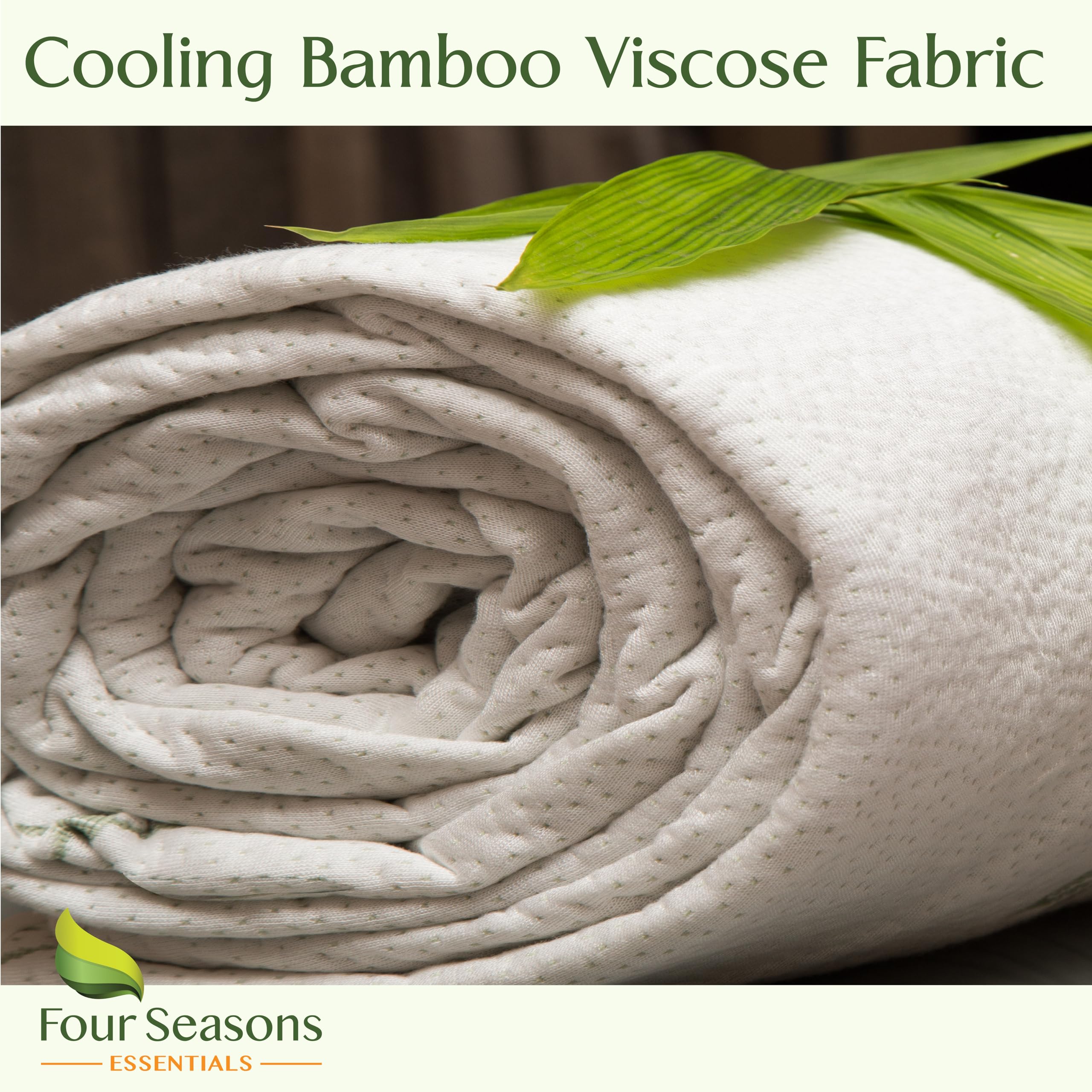 Four Seasons Essentials King Size Waterproof Mattress Protector - Cooling Viscose derived from Bamboo Fitted Sheet Mattress Cover - Quilted Jacquard Pad Protects from Dust Allergens