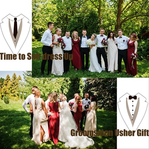 48Pcs Groomsmen Gifts Set of 6 for Wedding Party, Groomsmen Proposal Gift-Tuxedo Bags&Steel Hip Flasks | Sunglasses | Socks | Glass Cups | Bottle Opener, Elegant Man Box Can Creating Lasting Memories