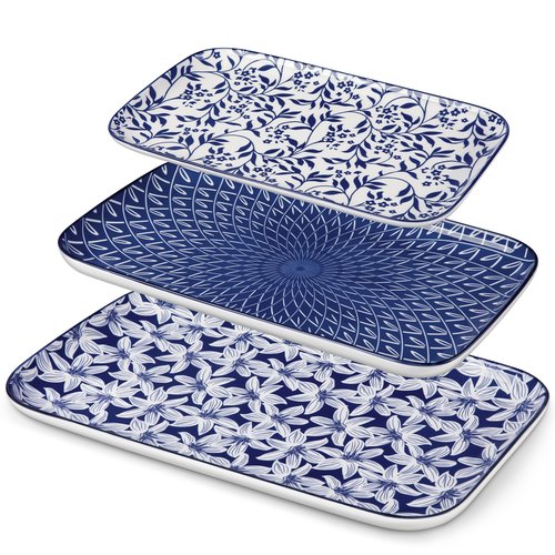 vancasso Porcelain Serving Trays for Party, Serving Platters Set of 3,Serving Dishes for Entertaining, Ceramic Party Trays and Platters for Serving Food, 16"/14"/12" Inch, Series SELENE