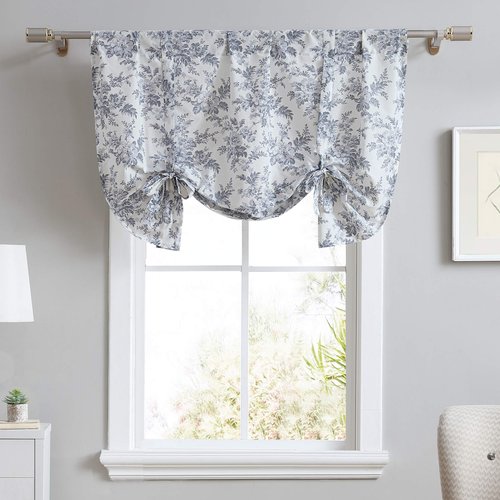 Laura Ashley - Valance, Cotton Tie Up Window Treatment, Chic Home Decor (Annalise Floral, 25" x 50")