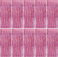 Skiennix Tinsel Curtain | Pink Glitter Foil Fringe Backdrop | 10-Pack Party Decorations for Events