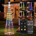 7.5Ft Smart LED Christmas Cone Tree Light, Lighted Artificial Tree with Star Topper, Music Sync with Remote APP Control, DIY RGB Light Show Tree for Xmas Indoor Outdoor Decorations (RGB)