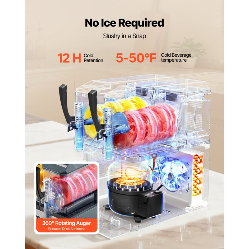 Dual Tank Slushie Machine - 4L Frozen Drink Maker for Home