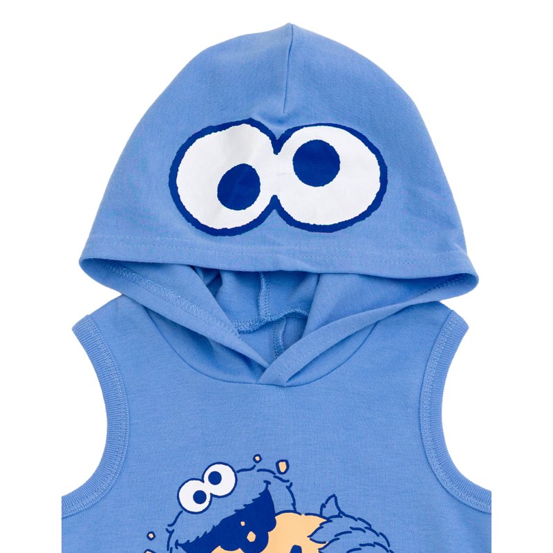 Sesame Street Cookie Monster Hooded Cosplay Romper - Blue, 24 Months
