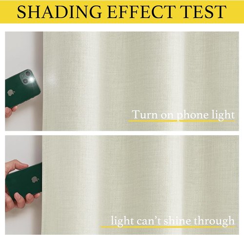 NICETOWN Natural Linen Room Darkening Curtain Valances - Thermal Insulated Short Curtains, W52 x L30, Set of 2