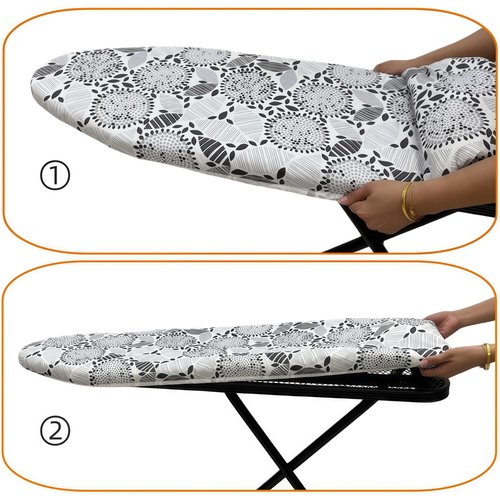 Eiqikayo Ironing Board Cover and Pad, Sewn-in Thick Feltpads, Elastic Edge,12"x36"Scorch & Stain-Resistant Replacement Ironing Board Cover, Fits Standard Ironing Boards, Durability & Easy to Install