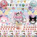 Cartoon Birthday Party Decorations, Include Latex Foil Balloons Backdrop Happy Birthday Banner Tablecloth Hanging Swirls Cupcake Cake Toppers Stickers Supplies