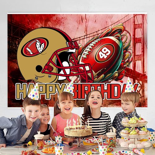 49 Birthday Party Backdrop,Football Party Decoration,49 Football Themed Birthday Banner Shoot Photo Backgrounds Props for Party 5x3ft.