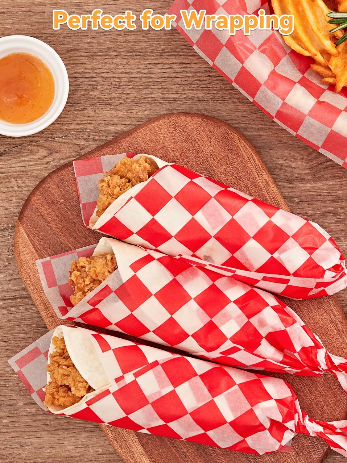 SMARTAKE Non-Stick Wax Paper - 250 Pcs 12x12 Inch Hamburger Patty & Sandwich Separators | Red Plaid