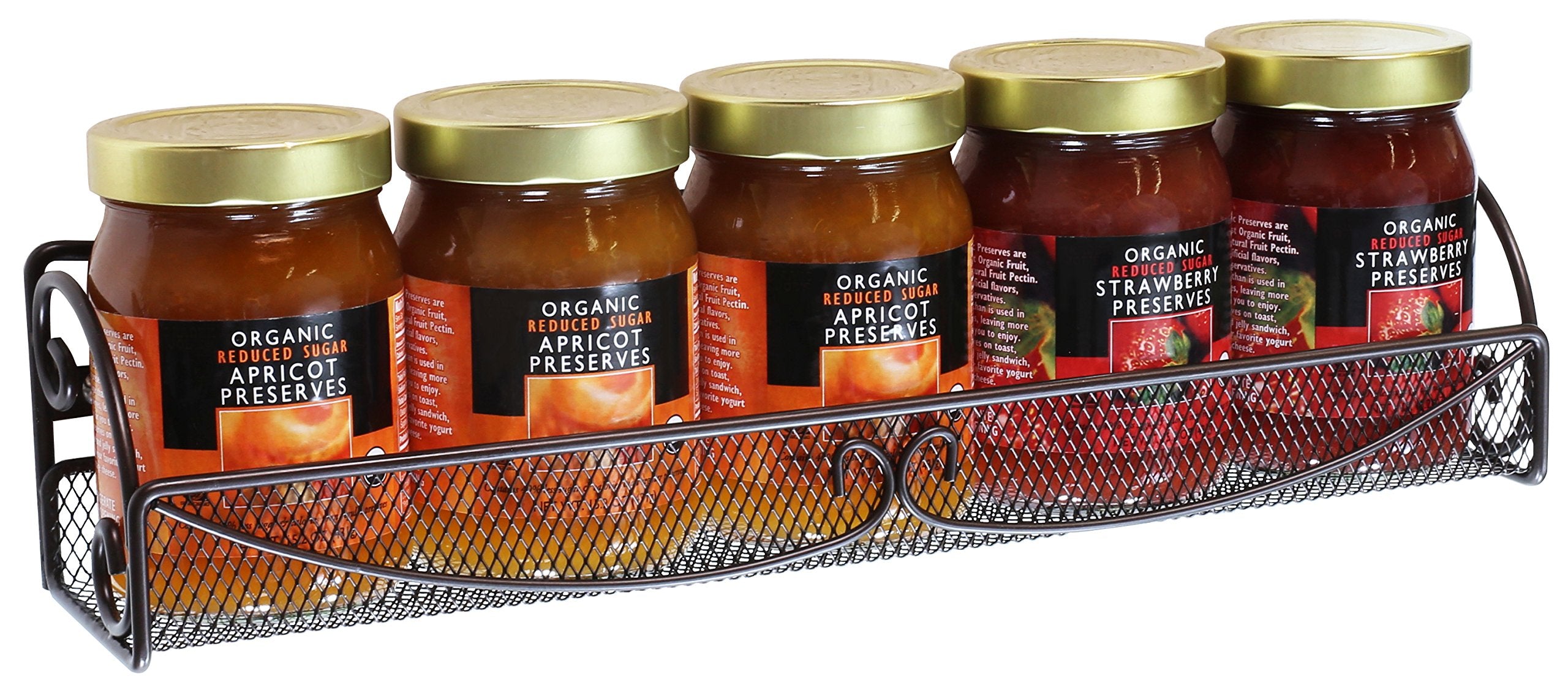 Deco Brothers Wall Mounted Single Tier Mesh Hanging Spice Rack, Set of 2, Bronze