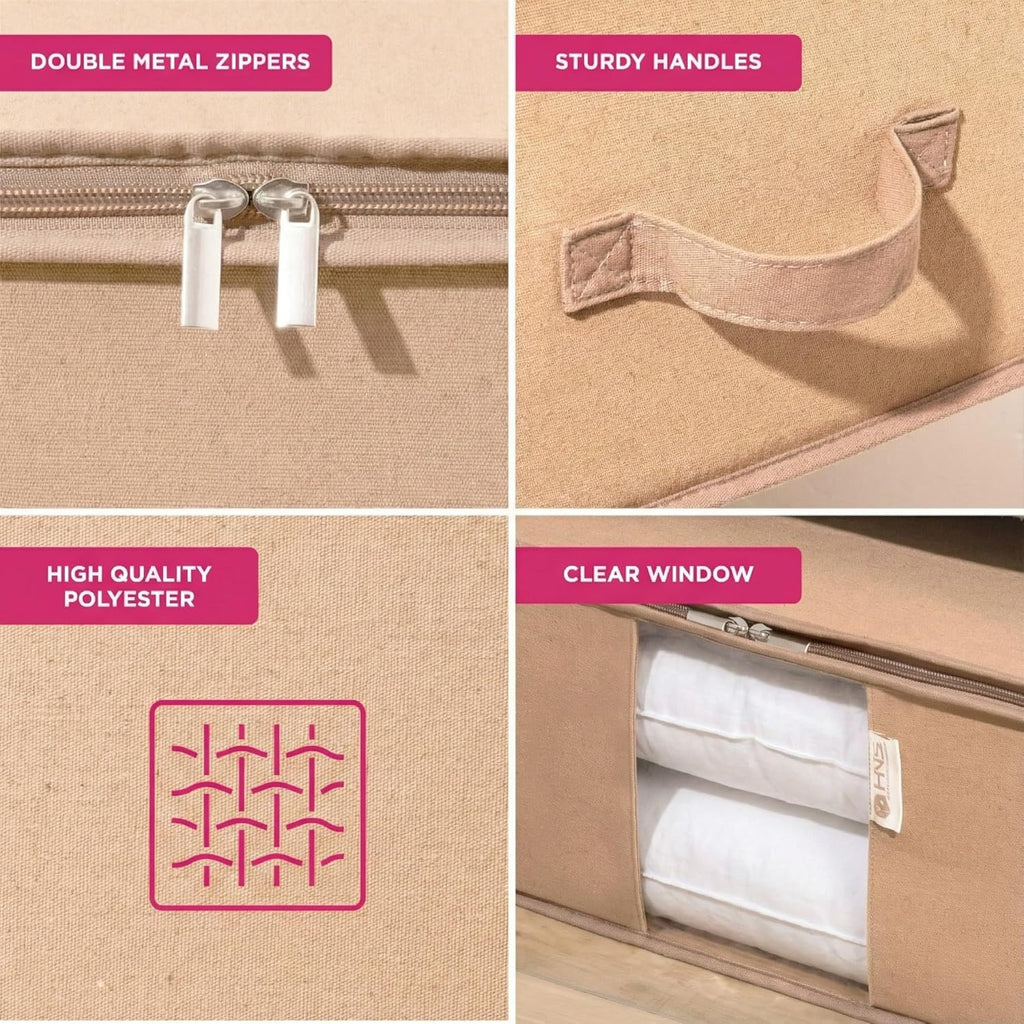 Cedar Storage Bag Organizer by [Brand Name] | Protects Bedding from Moths & Moisture | Set of 3 Beige Bags