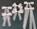 Skiennix White Lace Tulle Hair Bows - Long Tail Ribbons & Tassel Barrettes for Women