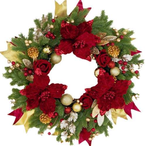 Christmas Wreaths for Front Door, Soomeir 24 Inch Outdoor Christmas Wreath with Lights, Large Prelit Wreath for Holiday Winter Window Outdoor Indoor Xmas
