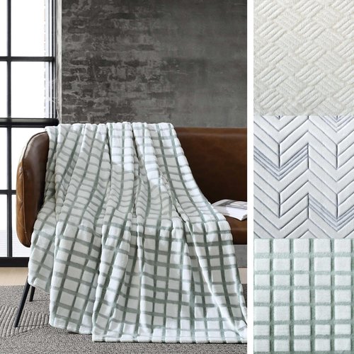 Kenneth Cole - Queen Blanket, Soft Plush Bedding, Cozy Home Decor (Delancey Tipped Black, Queen)