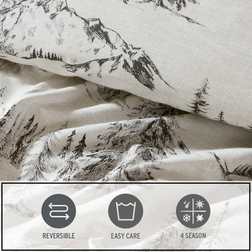 Eddie Bauer - Full/Queen Duvet Cover Set, Super Soft Bedding with Matching Sham(s), Bedding Set, Oeko-Tex Certified (Rocky Mountain Cabin Grey, Full/Queen)