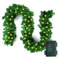 10FT Pre-lit Christmas Garland with 50 LED Lights, Battery Operated with Timer, Lush Artificial Xmas Greenery for Indoor & Outdoor Holiday Decoration, Green