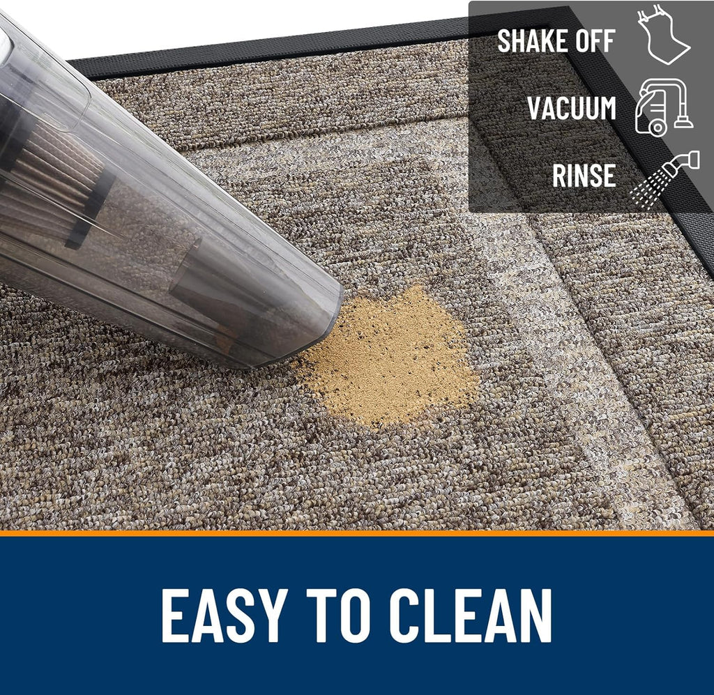 OLANLY Indoor Outdoor Front Door Mat - Waterproof All-Season Doormat, Easy Clean, 29.5x17, Khaki & White