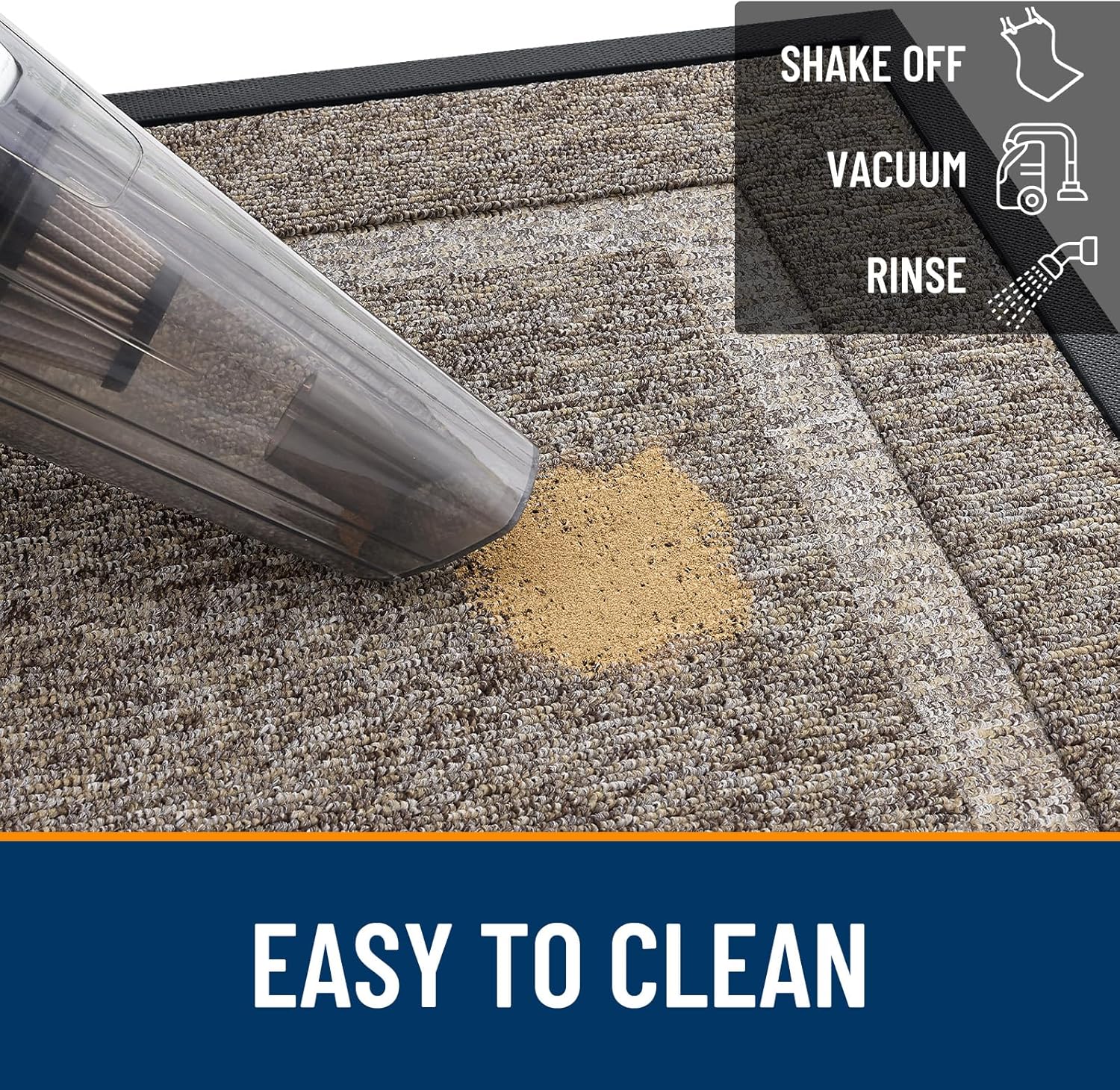 OLANLY Indoor Outdoor Front Door Mat - Waterproof All-Season Doormat, Easy Clean, 29.5x17, Khaki & White