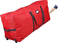 ProPik Holiday Rolling Tree Storage Bag - Heavy Duty Xmas Container for 6 ft. Trees | 22"x16"x50" | Red with Wheels & Handles