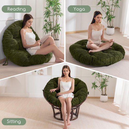 HIGOGOGO Papasan Chair Cushion with Thick Corduroy Cover (Without Chair), Supportive Cushion, Caput Mortuum, 48 x 48 Inch