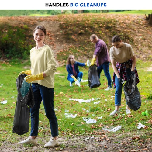 Large Trash Bags 55-60 Gallon | 150 Count, Heavy Duty Black Garbage Bags | Unscented, Leak Proof, Bulk Pack for Office, Industrial & Commercial Use - Made in USA