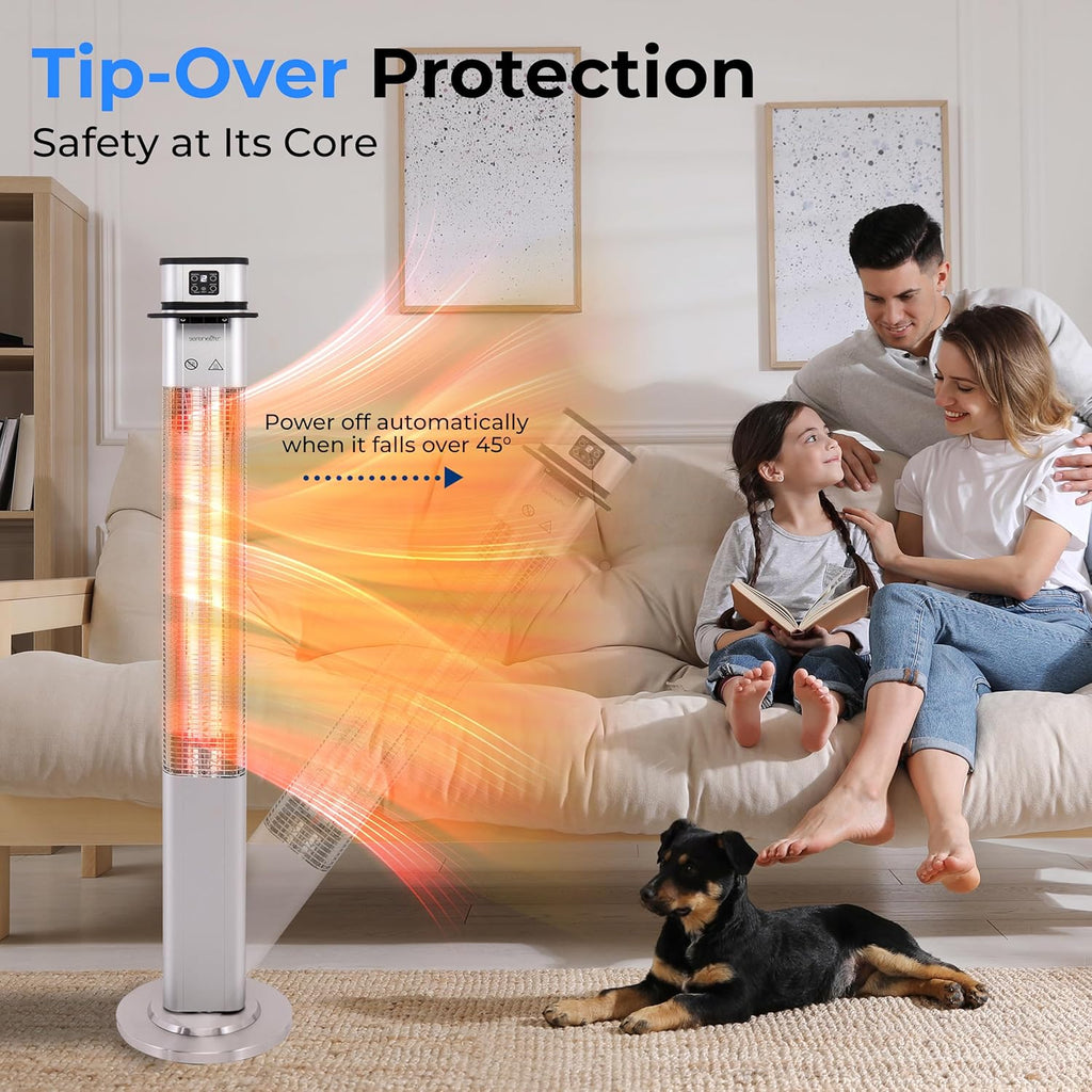 SereneLife Infrared Patio Heater - 1500W Electric Indoor/Outdoor Heater with Remote Control | Portable Silver Design for Patios, Backyards, and Garages
