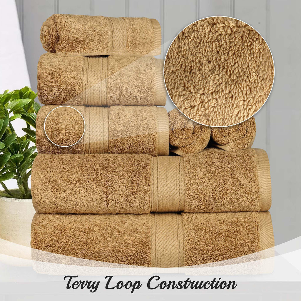 Superior Egyptian Cotton Plush & Absorbent, Bath Towel Set of 4, Toast