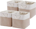 MidmmVick Cube Storage Bins - 13 x 13 Inch Collapsible Fabric Bins, 4 Pack for Home & Office (White & Beige)