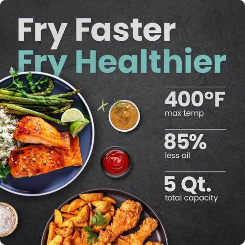 Chefman TurboX 4-in-1 Air Fryer - 5-Quart Capacity for Crispy Chicken, Fries & More | Digital Touch Controls