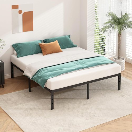 HLIPHA Metal Platform Bed Frame - 14-Inch Tall Full Size | Heavy-Duty Support Slats, Easy Assembly, Black
