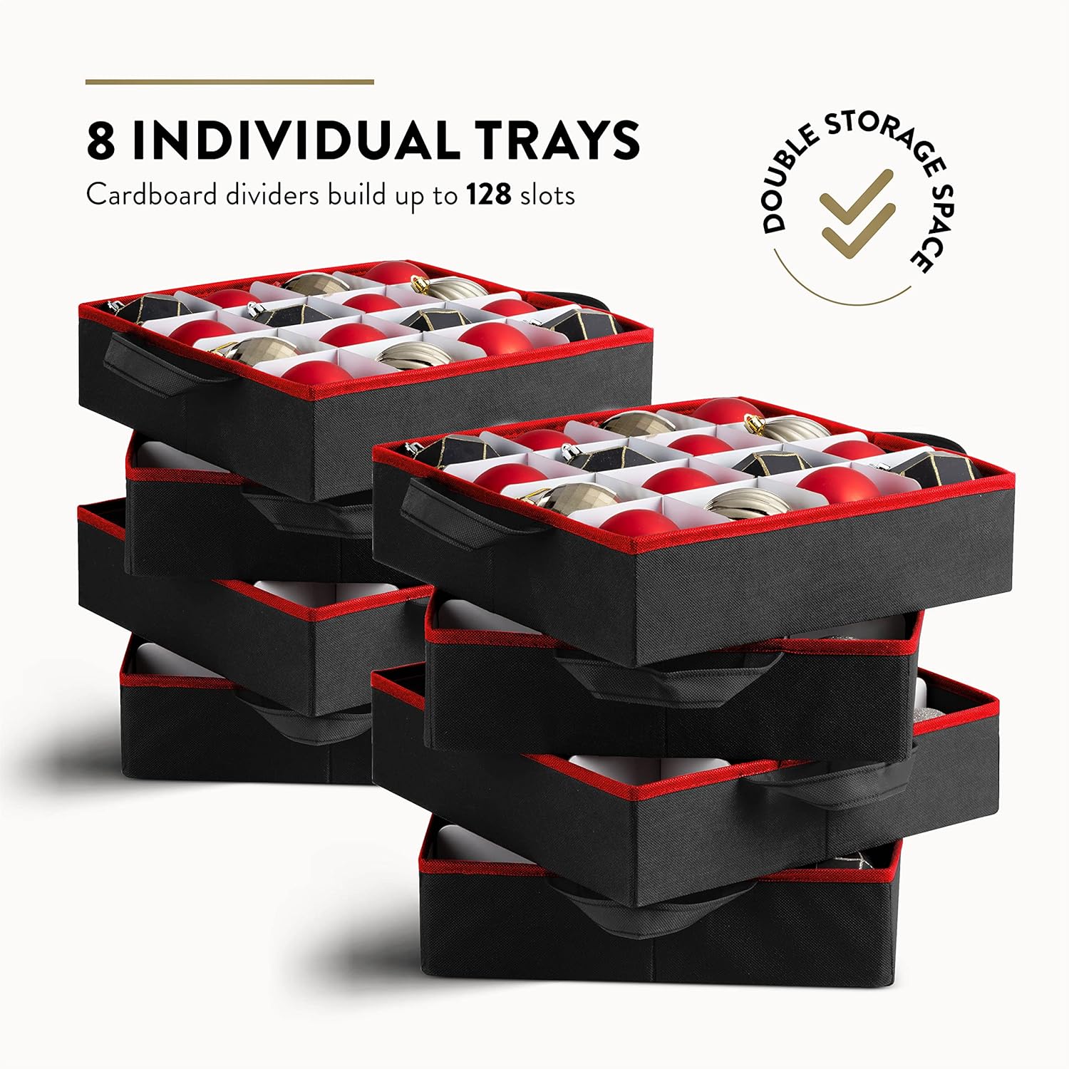 Premium Christmas Bauble Storage Box - 128 Compartment Organizer for Delicate Ornaments | Tear-Proof 600D Oxford Fabric - 5 Year Warranty